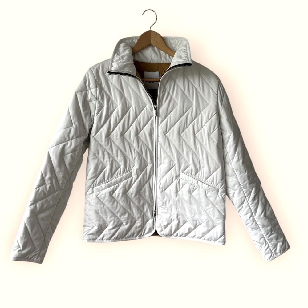 Jane Post Quilted White Full Zip Jacket Coat